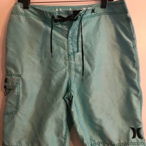 Men’s Hurley Swim Trunks, Used, teal color